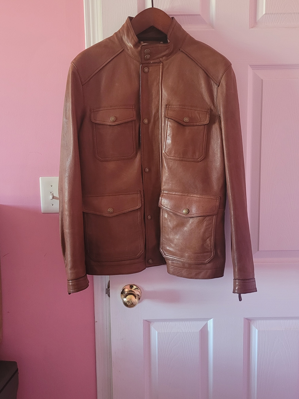 Coach Men's Brown Leather Field Jacket